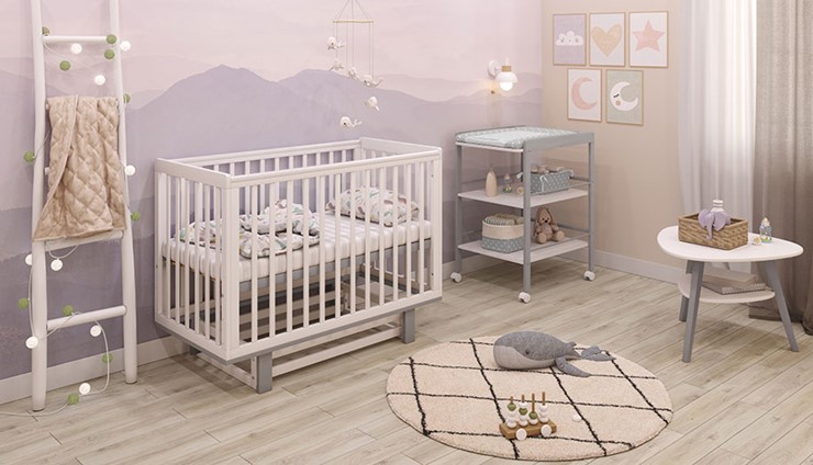 Кровать для новорожденных серия 3400 POLINI Kids Simple 340 Белый / Серый в Южно-Сахалинске - изображение 10