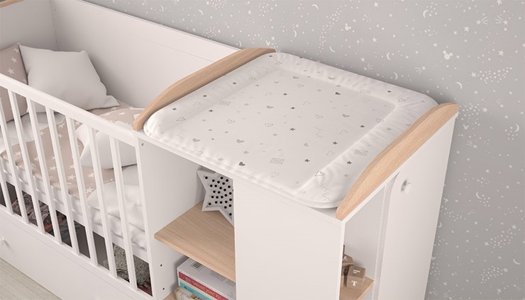 Детская кровать с комодом POLINI Kids Ameli 800 Белый / Дуб пастельный, серия AMELI в Южно-Сахалинске - изображение 4