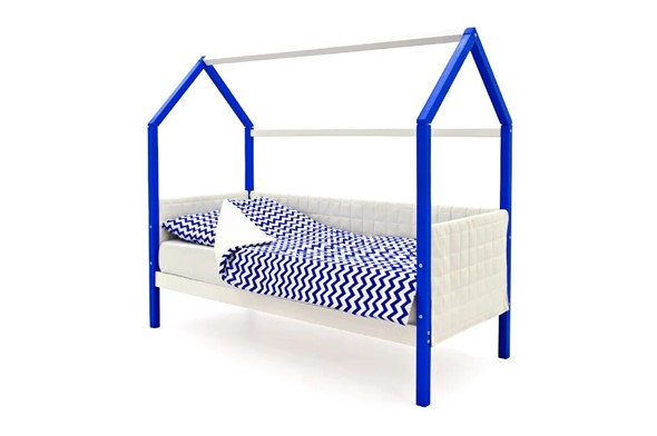 Кровать-домик в детскую «Svogen сине-белый» мягкая в Южно-Сахалинске - изображение