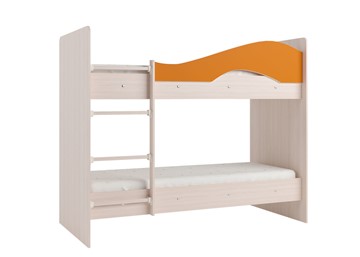 Детская двухъярусная кровать Мая на щитах, корпус Млечный дуб, фасад Оранжевый в Южно-Сахалинске - предосмотр
