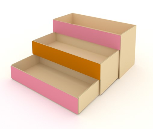 Кровать для детей 3-х уровневая КД-3, Беж + Розовый + Оранжевый в Южно-Сахалинске - изображение
