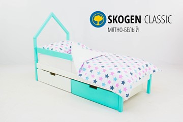 Детская кровать-домик мини Skogen белый-мятный в Южно-Сахалинске - предосмотр