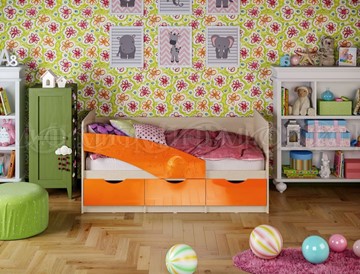 Кровать детская Бабочки 800*1600, Оранжевый глянец в Южно-Сахалинске