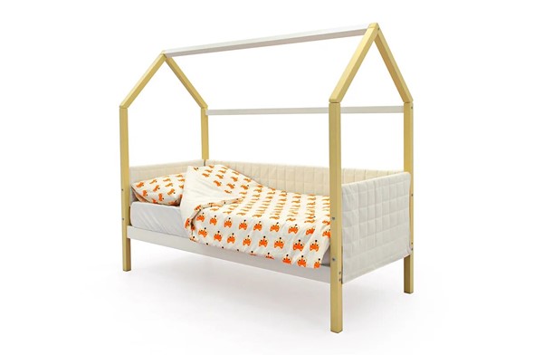 Детская кровать-домик «Svogen бежево-белый» мягкая в Южно-Сахалинске - изображение