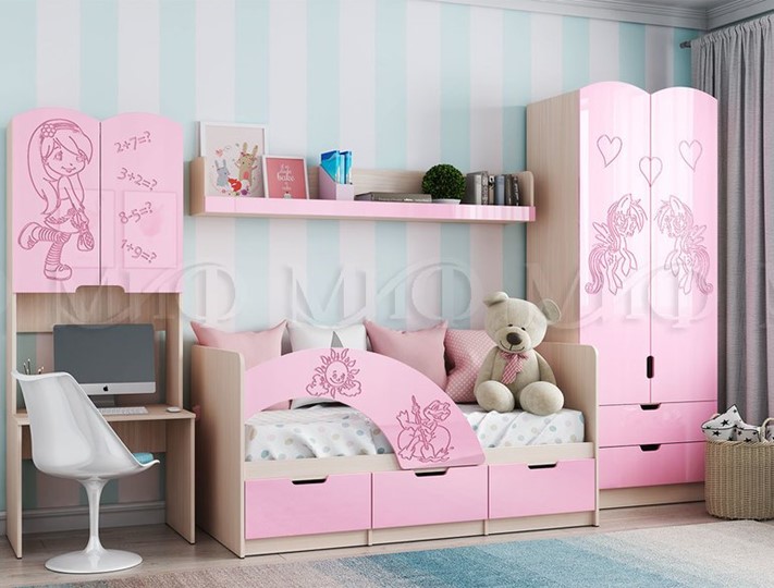 Гарнитур детской мебели Юниор-3, Розовый металлик в Южно-Сахалинске - изображение