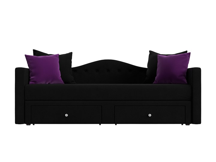 Диван-кровать Дориан, Черный/Фиолетовый (Микровельвет) в Южно-Сахалинске - изображение 1