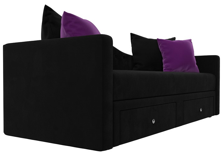 Диван-кровать Дориан, Черный/Фиолетовый (Микровельвет) в Южно-Сахалинске - изображение 2