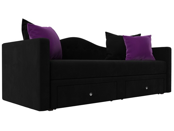 Диван-кровать Дориан, Черный/Фиолетовый (Микровельвет) в Южно-Сахалинске - изображение