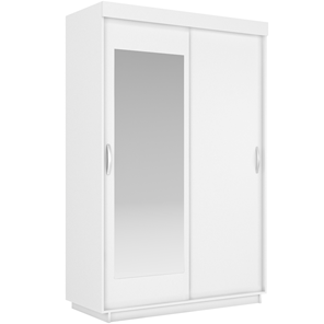 Шкаф 2-дверный Лайт (ДСП/Зеркало) 1000х595х2120, Белый Снег в Южно-Сахалинске - предосмотр