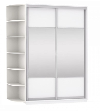 Шкаф 2-х дверный Экспресс (Комби), со стеллажом 1900x600x2400, белый снег в Южно-Сахалинске - изображение