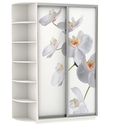 Шкаф двухдверный Хит, 1500x600x2200, фотопечать, со стеллажом, белая орхидея, белый снег в Южно-Сахалинске - изображение