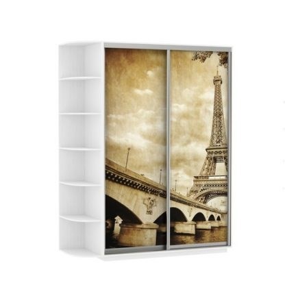 Шкаф Экспресс 1700x600x2400, со стеллажом, Париж/белый снег в Южно-Сахалинске - изображение