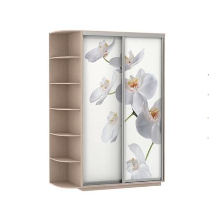 Шкаф 2-створчатый Экспресс 1500x600x2200, со стеллажом, Орхидея белая/дуб молочный в Южно-Сахалинске - изображение