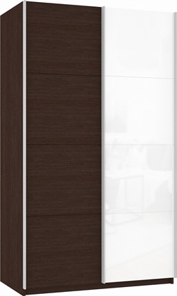 Шкаф 2-х створчатый Прайм (ДСП/Белое стекло) 1200x570x2300, венге в Южно-Сахалинске - изображение