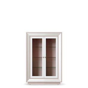 шкаф 2-х дверный (2 стеклодвери) низкий Прато 998, Ясень светлый \ жемчуг в Южно-Сахалинске