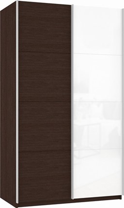 Шкаф 2-х створчатый Прайм (ДСП/Белое стекло) 1400x570x2300, венге в Южно-Сахалинске - изображение