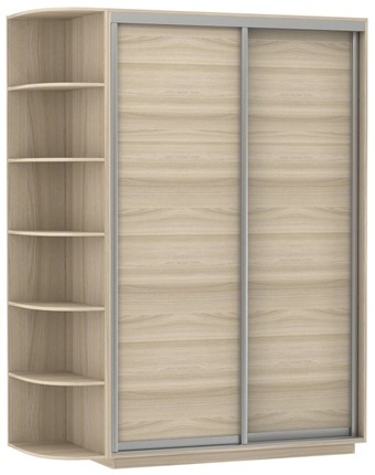 Шкаф 2-х дверный Экспресс (ДСП) со стеллажом 1500х600х2400, шимо светлый в Южно-Сахалинске - изображение