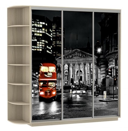 Шкаф Экспресс, со стеллажом, 2400х600х2400, Ночной Лондон/шимо светлый в Южно-Сахалинске - изображение