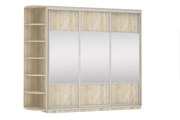 Шкаф трехдверный Экспресс (Комби), со стеллажом 2400х600х2200, дуб сонома в Южно-Сахалинске - предосмотр