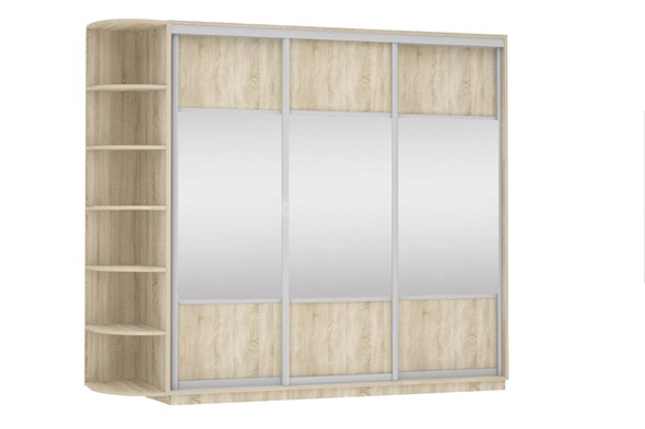 Шкаф трехдверный Экспресс (Комби), со стеллажом 2400х600х2200, дуб сонома в Южно-Сахалинске - изображение