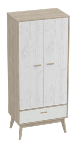 Шкаф для одежды Калгари, Дуб натуральный светлый/Белый матовый в Южно-Сахалинске