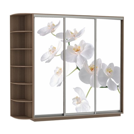Шкаф Экспресс со стеллажом, 2100х600х2200, Орхидея белая/шимо темный в Южно-Сахалинске - изображение