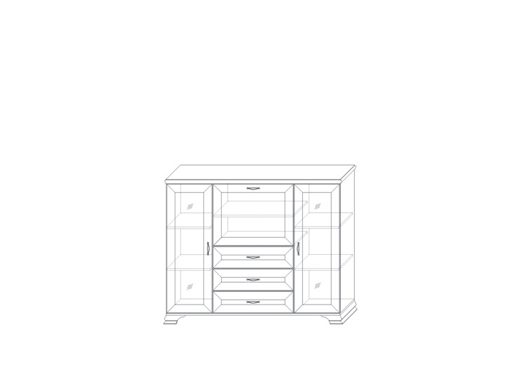 Низкий шкаф (2 стеклодвери) Сиена, Бодега белый / патина золото в Южно-Сахалинске - изображение 1