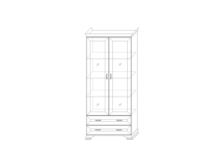 Шкаф (2 стеклодвери) Сиена, Бодега белый / патина золото в Южно-Сахалинске - изображение 1
