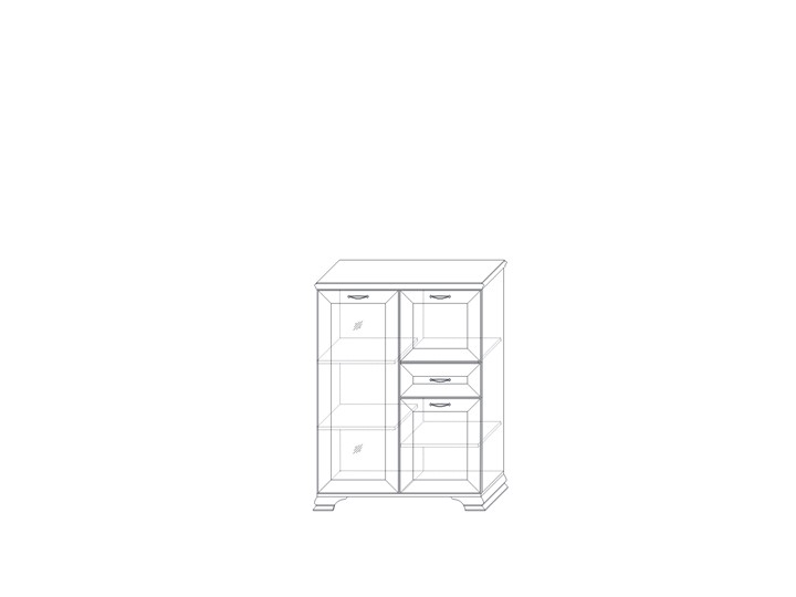 Низкий шкаф (1 стеклодверь) Сиена, Бодега белый / патина золото в Южно-Сахалинске - изображение 1