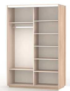 Шкаф 2-х дверный Экспресс (ДСП/Зеркало), со стеллажом 1700х600х2200, шимо светлый в Южно-Сахалинске - предосмотр 1
