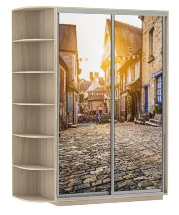 Шкаф двухдверный Хит, 1500x600x2200, фотопечать, со стеллажом, улица, шимо светлый в Южно-Сахалинске - изображение