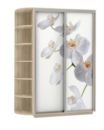 Шкаф 2-створчатый Экспресс 1500x600x2200, со стеллажом, Орхидея белая/дуб сонома в Южно-Сахалинске - изображение