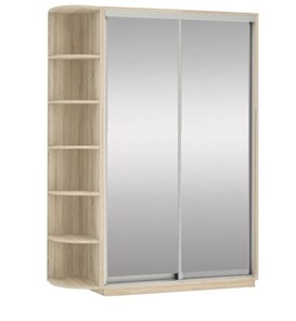 Шкаф 2-дверный Экспресс (2 зеркала), со стеллажом 1700x600x2400, дуб сонома в Южно-Сахалинске
