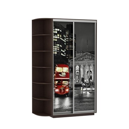 Шкаф 2-х дверный Экспресс 1700x600x2200, со стеллажом, Ночной Лондон/венге в Южно-Сахалинске - изображение
