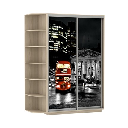 Шкаф 2-х створчатый Экспресс 1500x600x2200, со стеллажом, Ночной Лондон/шимо светлый в Южно-Сахалинске - изображение
