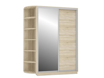Шкаф 2-створчатый Экспресс (ДСП/Зеркало), со стеллажом, 1900х600х2200, дуб сонома в Южно-Сахалинске