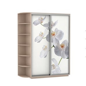 Шкаф Экспресс 1900x600x2200, со стеллажом, Орхидея белая/дуб молочный в Южно-Сахалинске - предосмотр