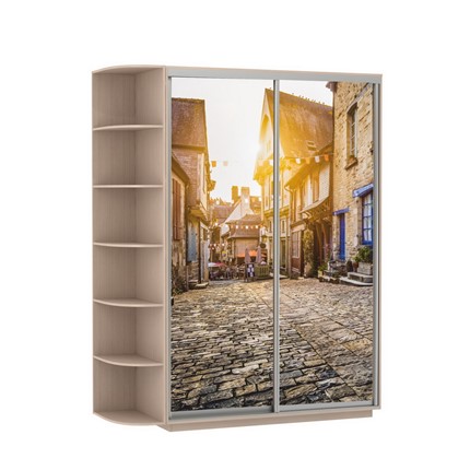 Шкаф 2-х дверный Экспресс 1700x600x2400, со стеллажом, Улица/дуб молочный в Южно-Сахалинске - изображение