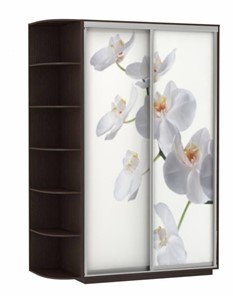 Шкаф 2-створчатый Хит, 1500x600x2200, фотопечать, со стеллажом, белая орхидея, венге в Южно-Сахалинске