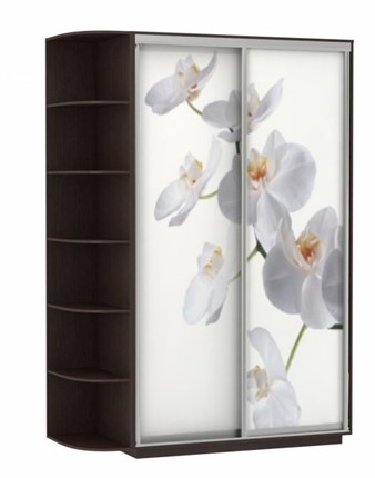 Шкаф 2-створчатый Хит, 1500x600x2200, фотопечать, со стеллажом, белая орхидея, венге в Южно-Сахалинске - изображение