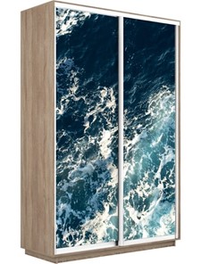 Шкаф 2-створчатый Экспресс 1200x450x2400, Морские волны/дуб сонома в Южно-Сахалинске