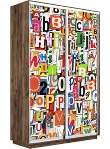 Шкаф 2-дверный Экспресс 1200x600x2200, Буквы/дуб табачный в Южно-Сахалинске