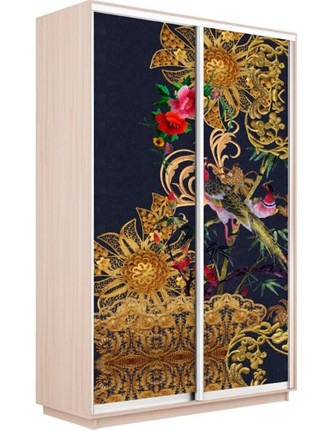 Шкаф 2-дверный Экспресс 1200x600x2200, Золотой орнамент/дуб молочный в Южно-Сахалинске - изображение