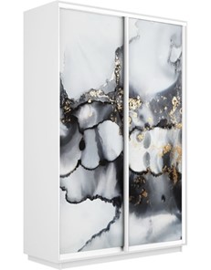 Шкаф 2-х створчатый Экспресс 1400x450x2200, Абстракция серая/белый снег в Южно-Сахалинске