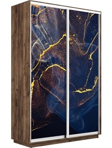 Шкаф 2-дверный Экспресс 1400x450x2200, Абстракция золотая пыль/дуб табачный в Южно-Сахалинске