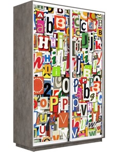 Шкаф двухдверный Экспресс 1400x450x2200, Буквы/бетон в Южно-Сахалинске