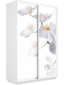 Шкаф 2-х створчатый Экспресс 1400x450x2200, Орхидея белая/белый снег в Южно-Сахалинске