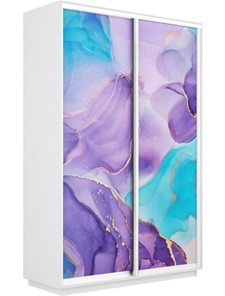 Шкаф 2-х створчатый Экспресс 1400x450x2400, Абстракция фиолетовая/белый снег в Южно-Сахалинске