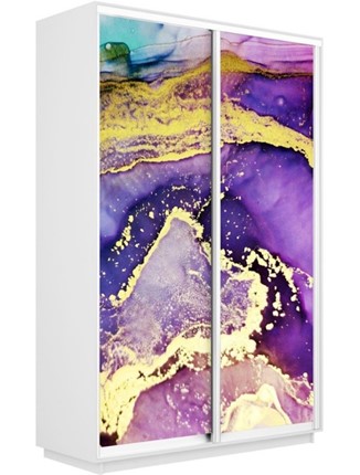 Шкаф Экспресс 1400x450x2400, Абстракция фиолетово-золотая/белый снег в Южно-Сахалинске - изображение
