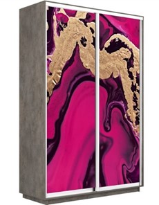 Шкаф 2-х створчатый Экспресс 1400x600x2200, Абстракция розовая/бетон в Южно-Сахалинске